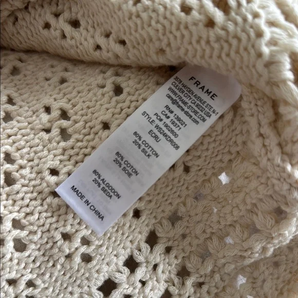 NWT Frame Cream Long Sleeve Crochet Dress - Picture 8 of 8